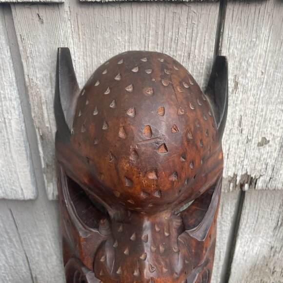 Japanese Carved Wooden Demon Hanging Mask Wall Sculpture Alii Woods Honolulu - Picture 3 of 6